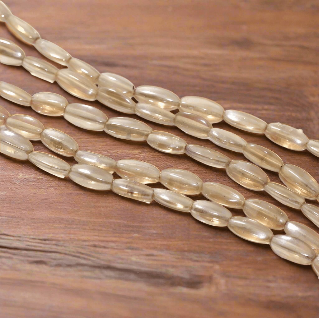 5 Strings Fire Polish Oval Glass Beads Peach 13x4mm - Pink / Glass / Oval