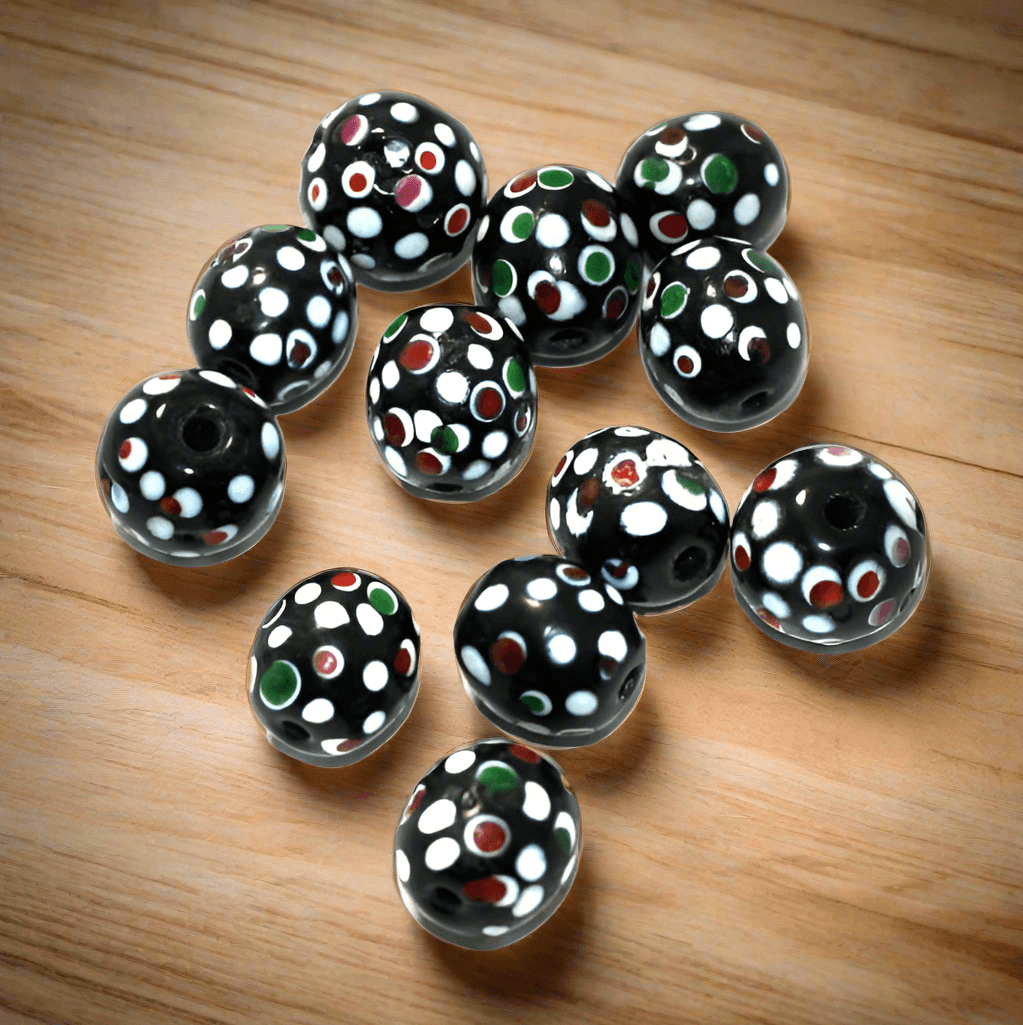 50 Pcs Glass Oval Beads Multicolor 13x12mm - MultiColor / Glass / Round