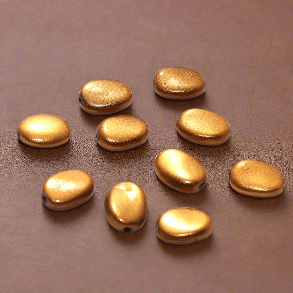 50 Pcs Glass Flat Oval Coated Beads 18x13mm - Brown / Glass / Oval