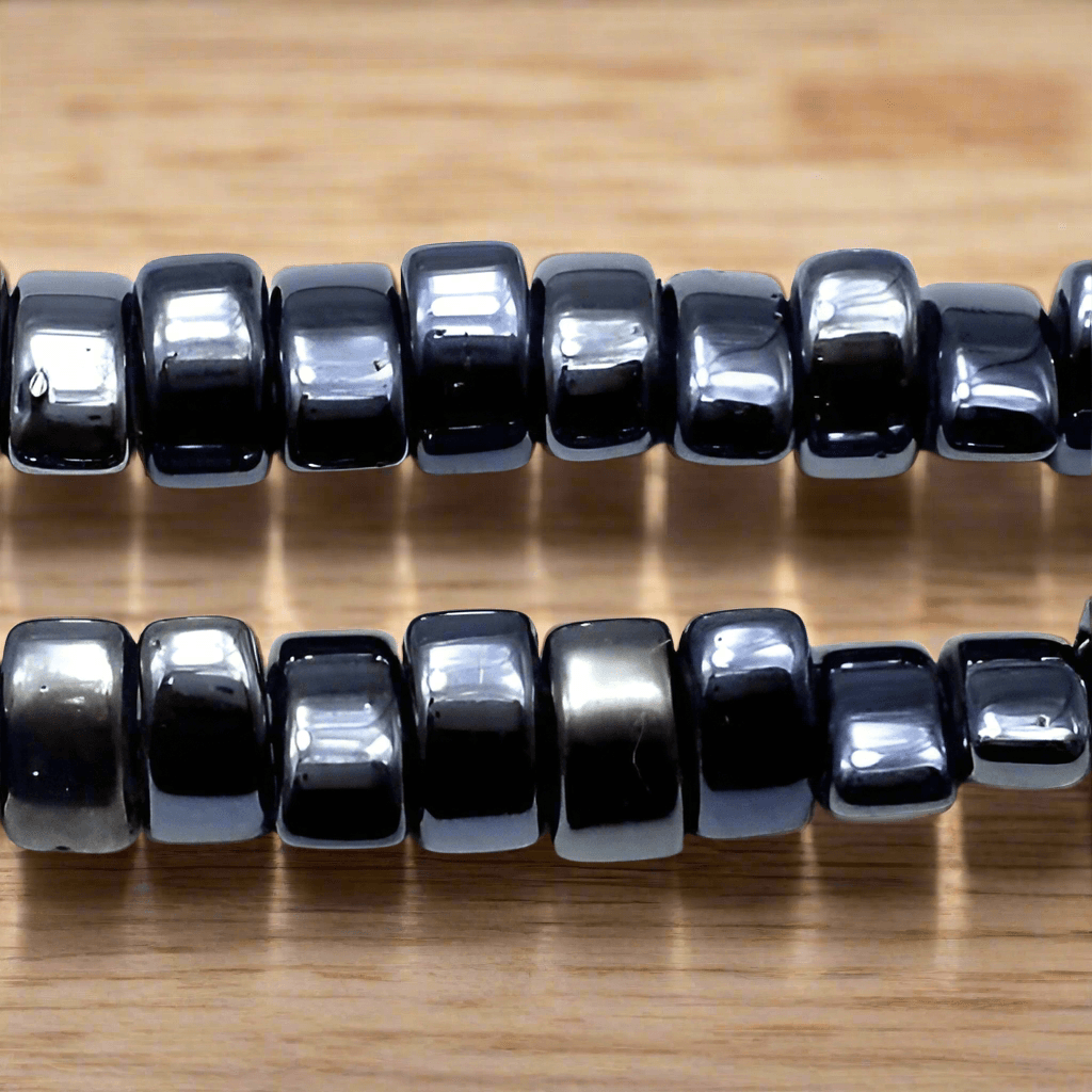 1 String 13x9mm Gun Metal Pedal Beads - Grey / Glass / Assorted