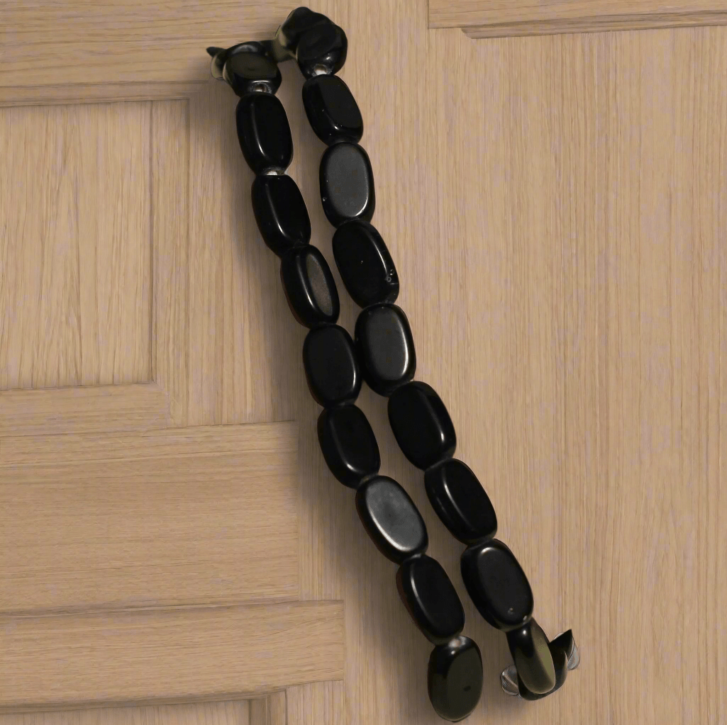 1 String 7X10mm Black Oval Glass Beads - Black / Glass / Oval
