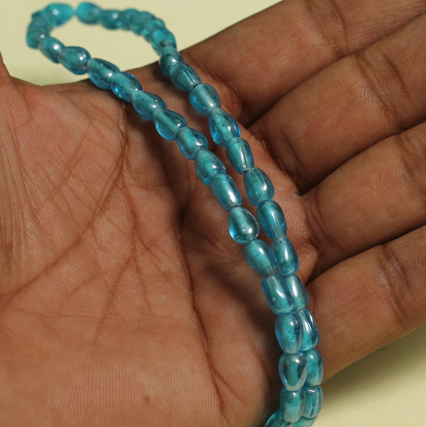 50+ Glass Flat Drop Beads Turquoise 8x5 MM - Turquoise / Glass / Drop