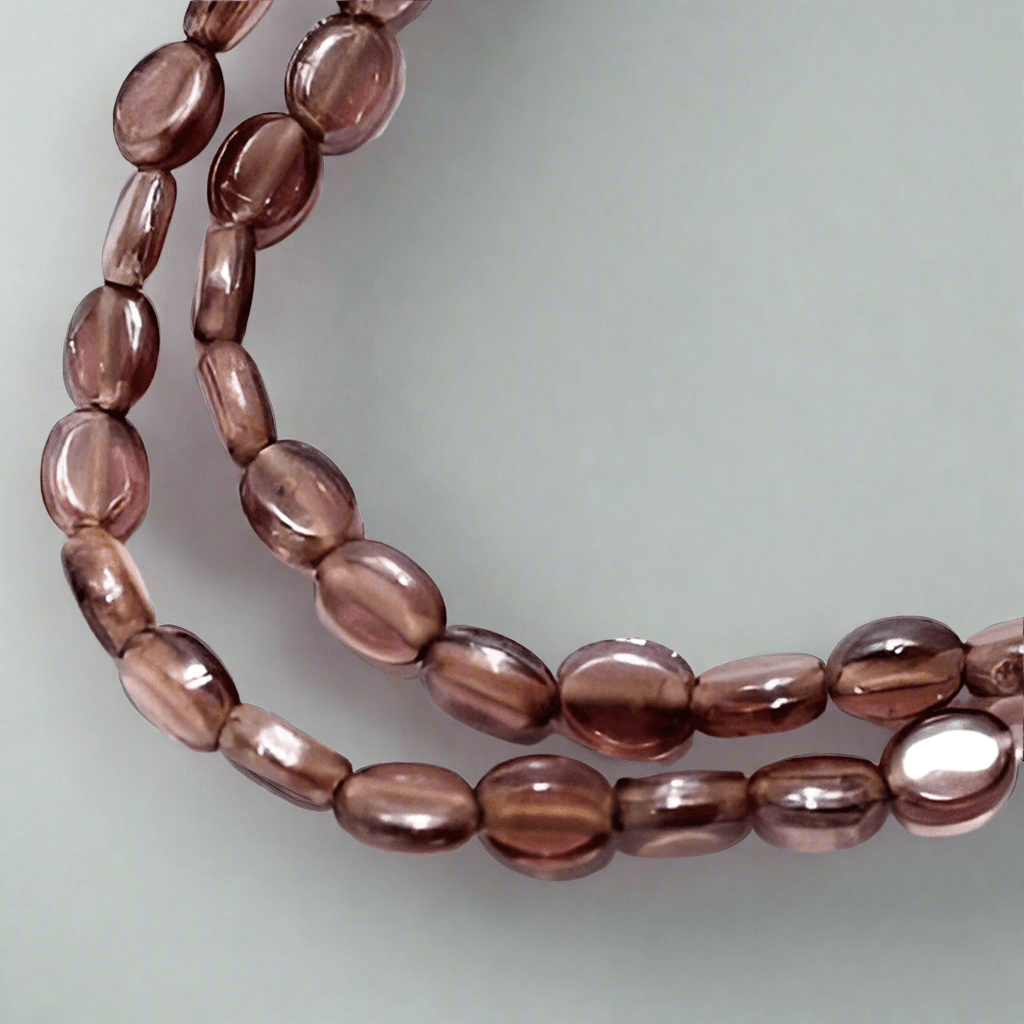 5 Strings Fire Polish Flat Oval Beads SP 8x6mm - Purple / Glass / Oval