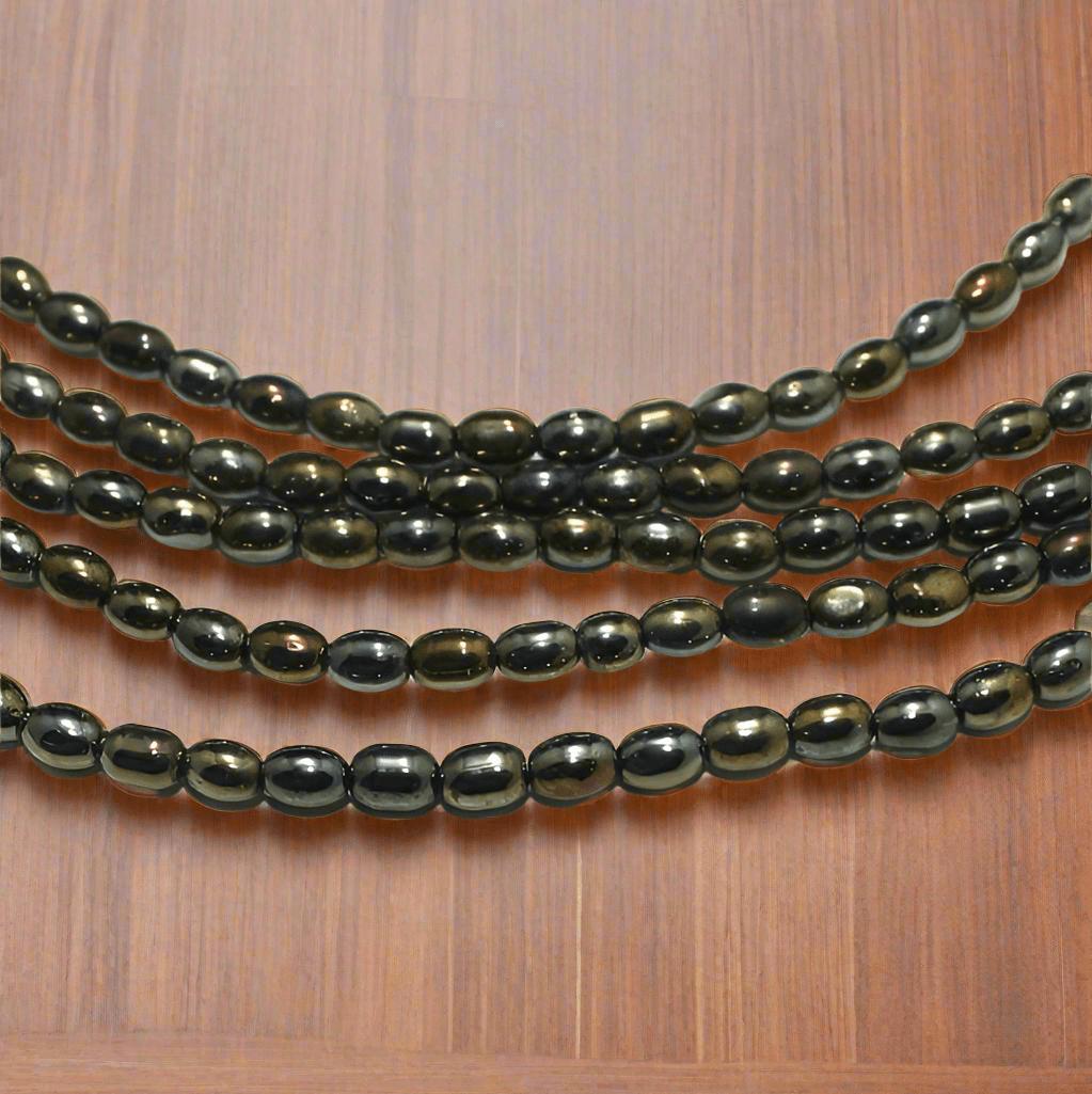 5 Strings Oval Glass Beads 6x4mm - Golden / Glass / Oval