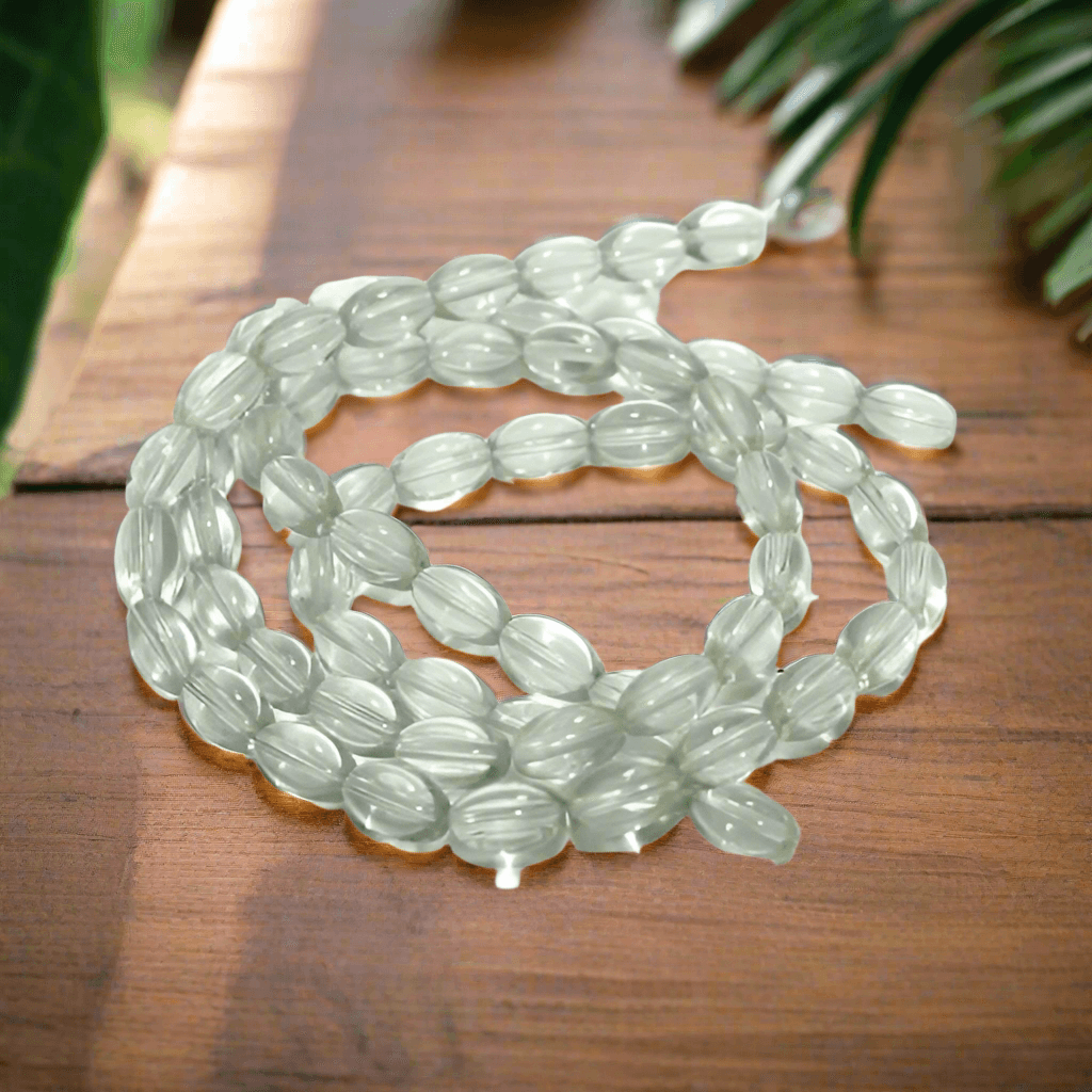 2 strings Glass Oval Beads White 12x8mm - White / Glass / Oval