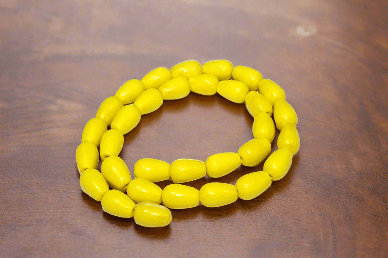 5 strings Glass Drop Beads 12x8mm - Yellow / Glass / Drop
