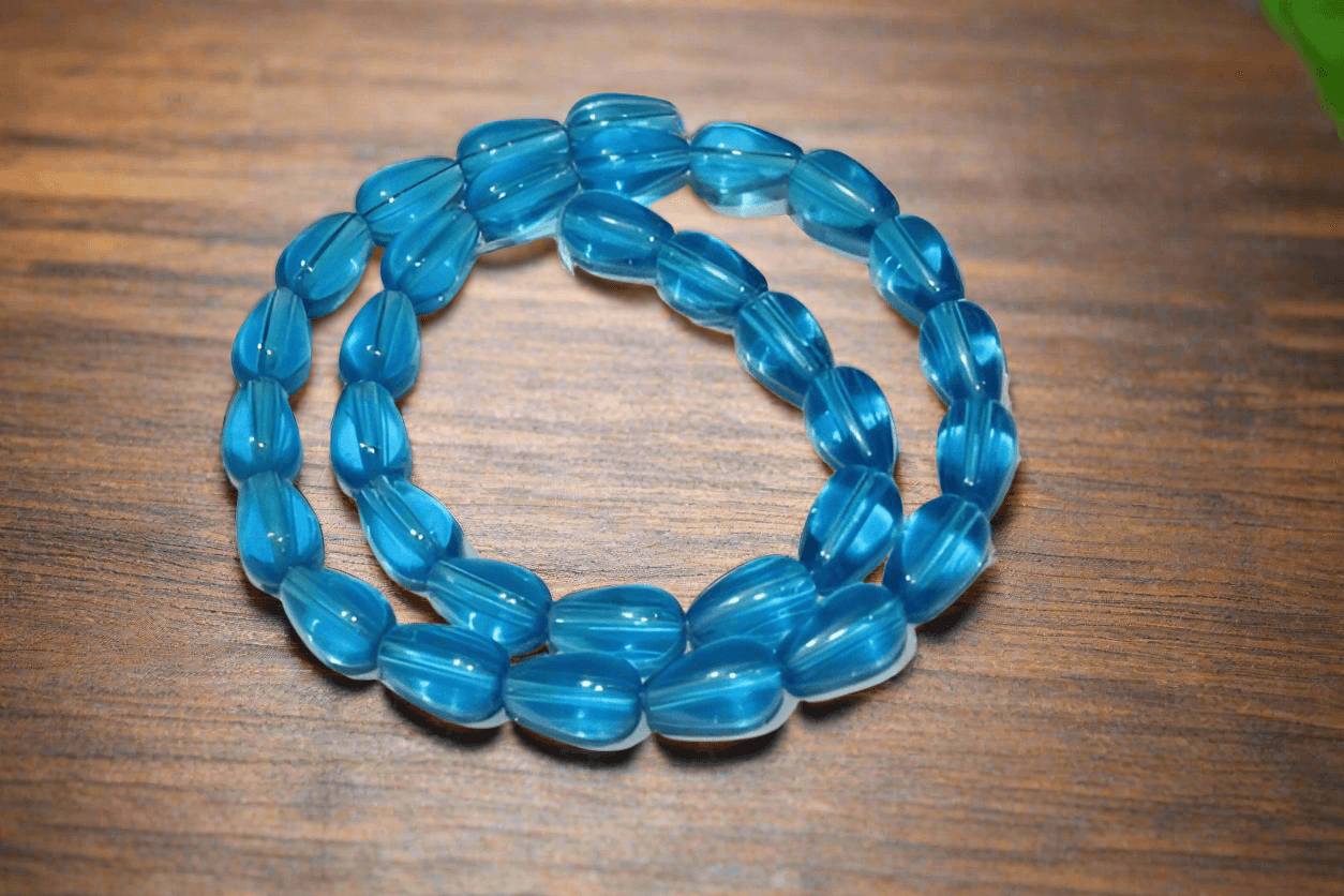 5 strings Glass Drop Beads 12x8mm - Blue / Glass / Drop