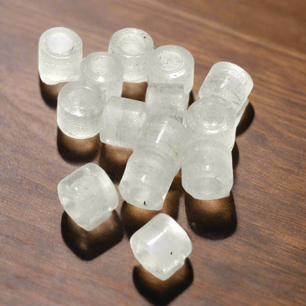 5 strings Glass Tyre Beads White 12x9mm - White / Glass / Tyre