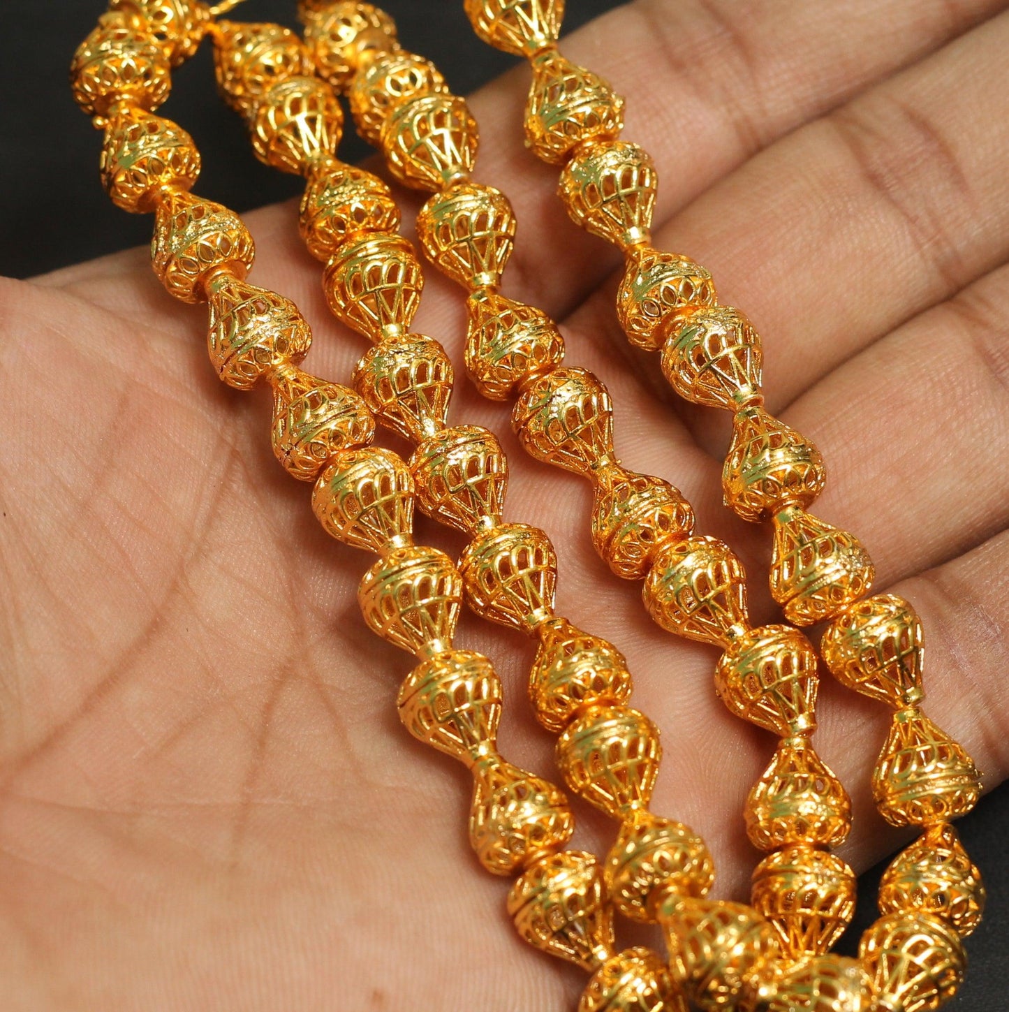 25 Pcs, 9X8mm Brass Drop Golden Beads - Golden / 9mm