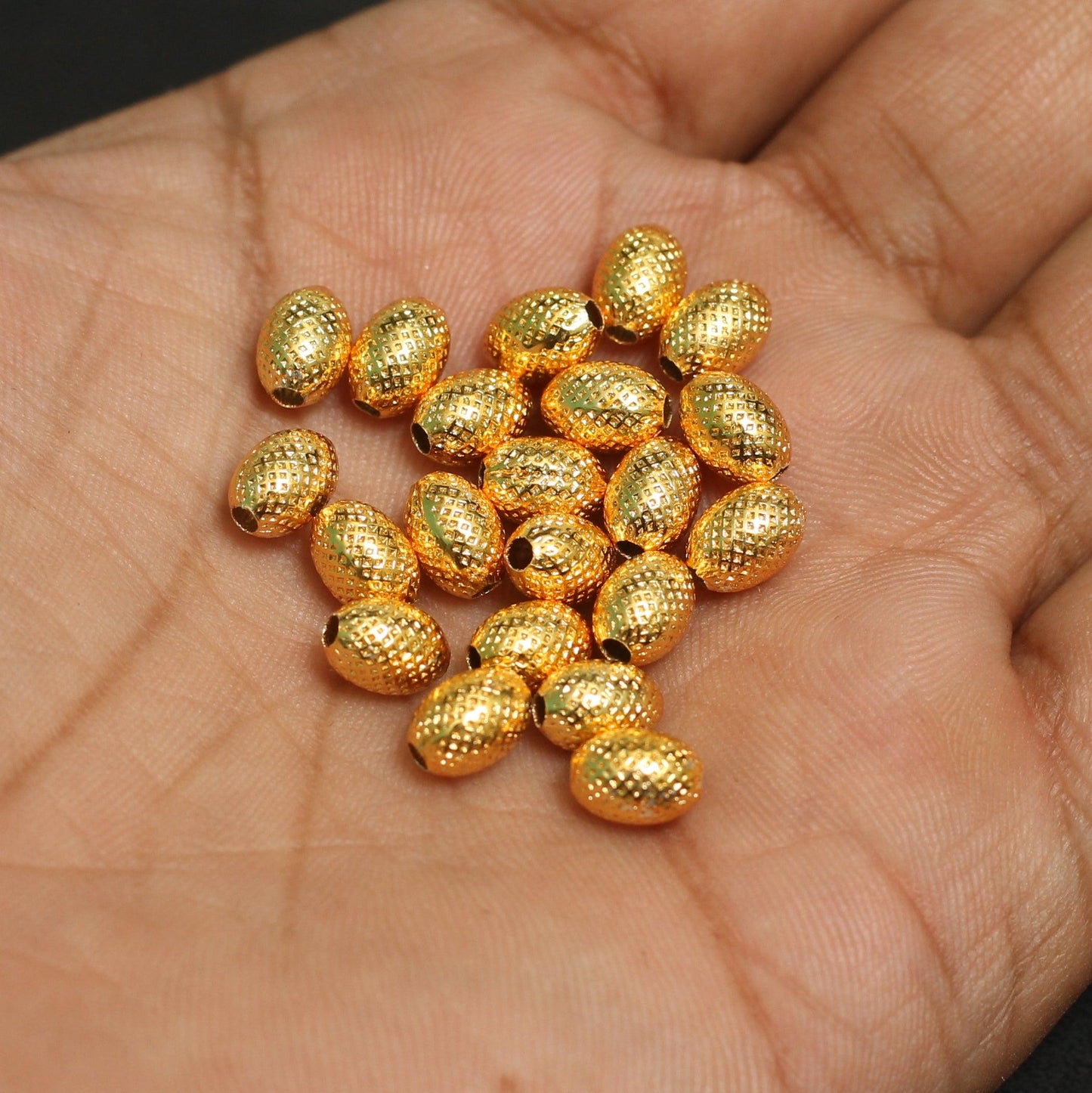 8x6mm Brass Oval Golden Beads - Golden / 8mm