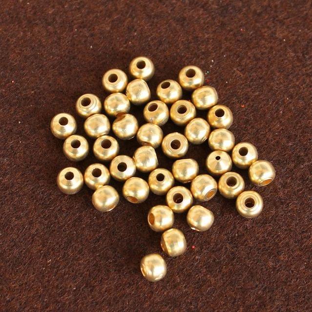 100 Pcs, 6mm Solid Brass Round Beads Golden - Golden / 6mm