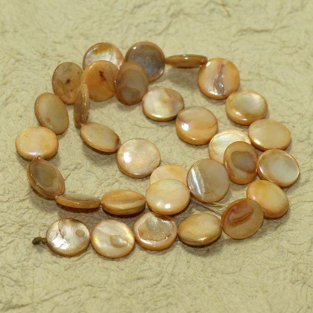12mm Disc Shell Beads 1 String - Peach / Shell / Disc