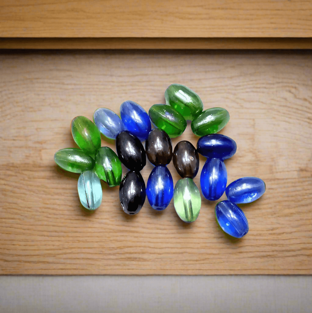180 Special Polish Glass Oval Beads Assorted 6x8 mm - MultiColor / Glass / Oval