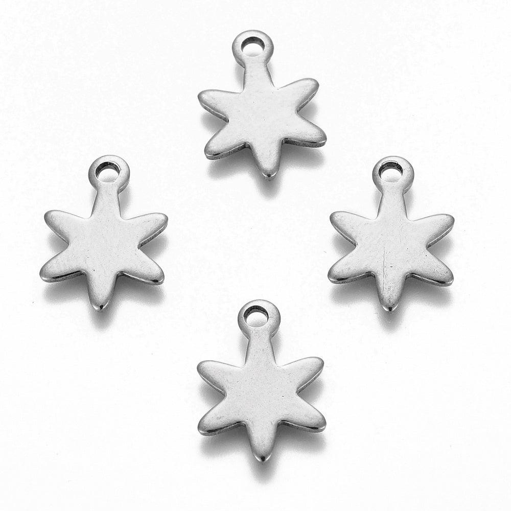 14x10mm Star Stainless Steel Charms - Silver / Stainless Steel / 10 Pcs