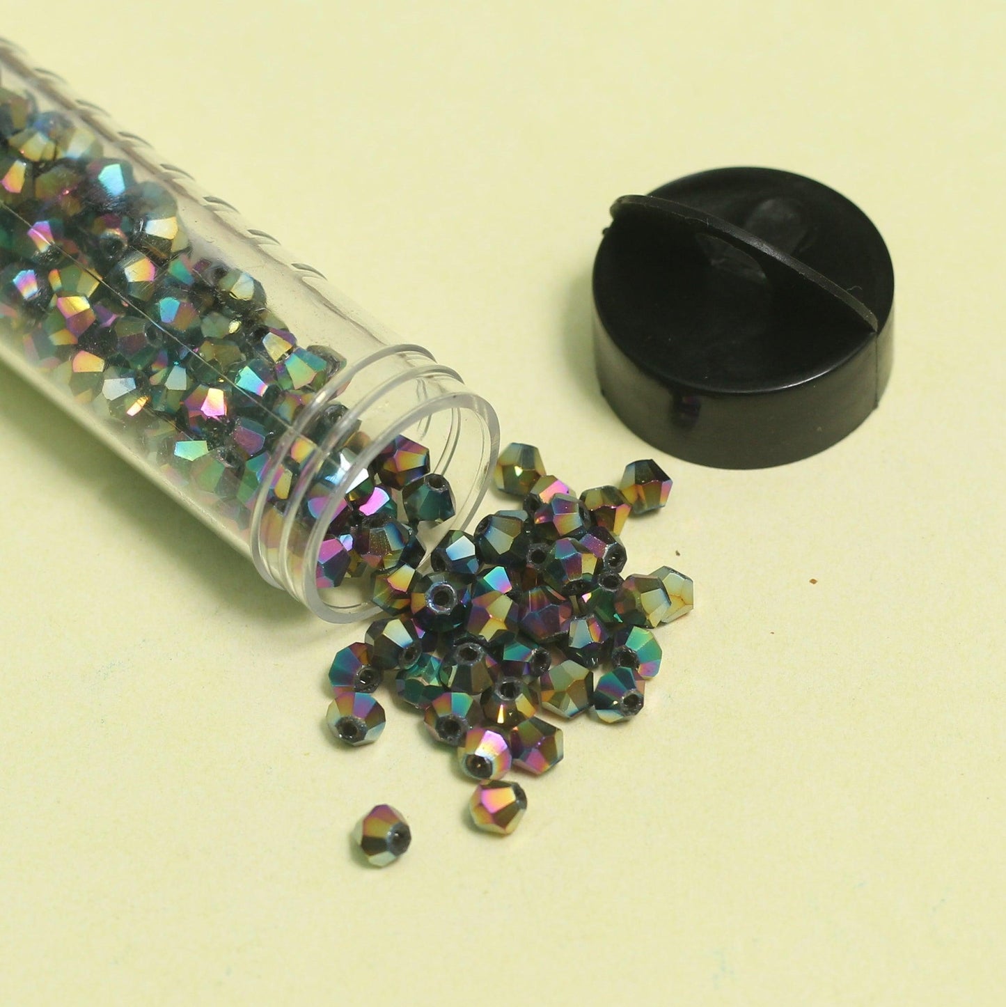 400 Pcs, 4mm Metallic Rainbow Faceted Glass Bicone Beads - MultiColor / Glass / Bicone