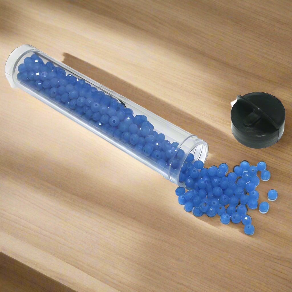 400 Pcs, 4mm Opaque Sky Blue Faceted Crystal Rondelle Beads - Sky Blue / 4mm / Rondelle