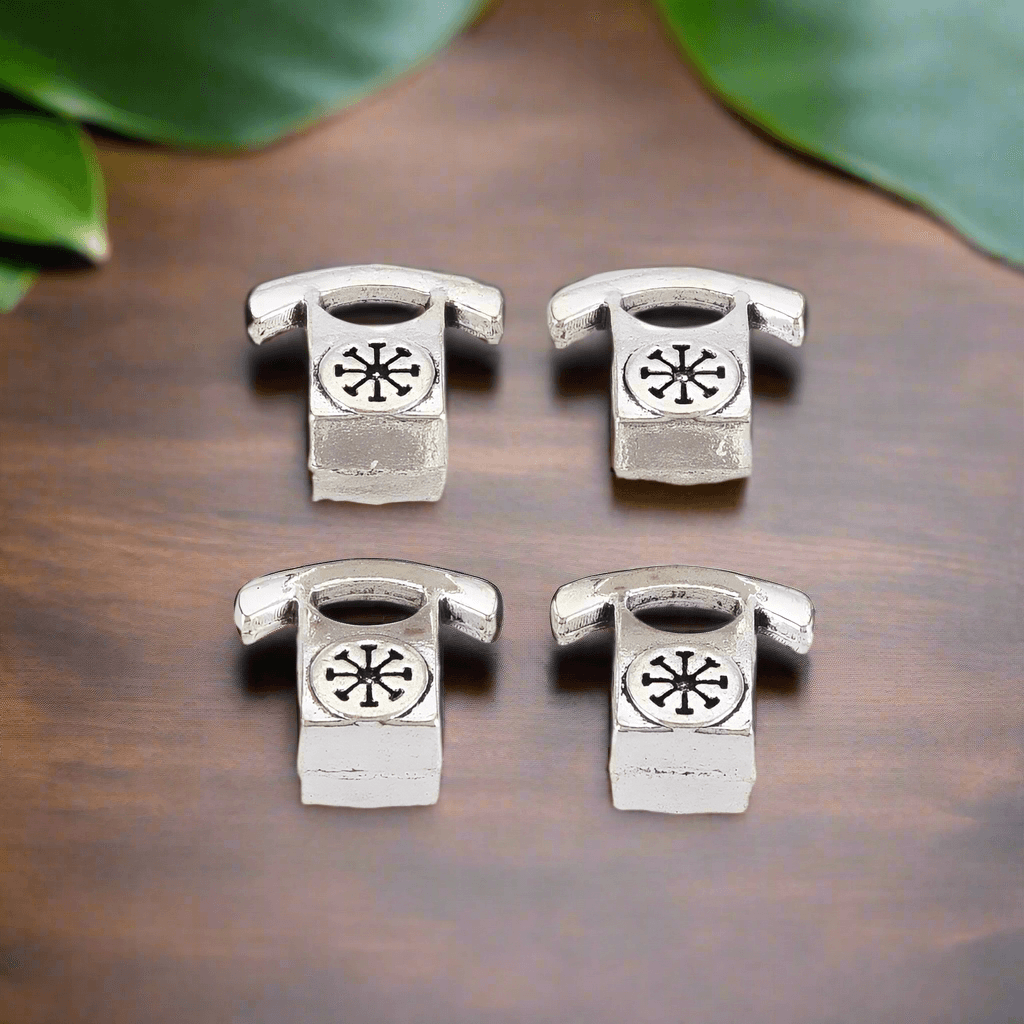 12mm Alloy European Phone Beads Settings for Enamel - Silver / German Silver / 10 Pcs