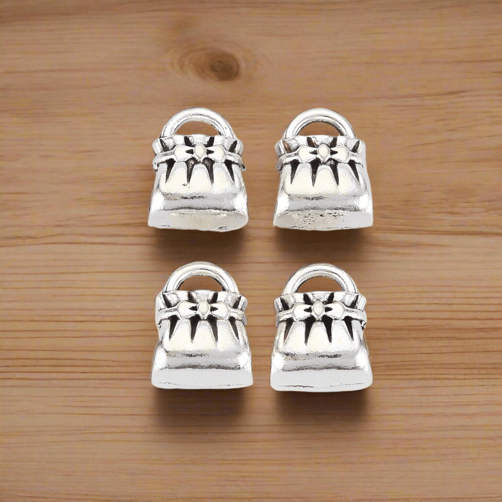 12x9mm Alloy European Bag Beads - Silver / German Silver / 10 Pcs