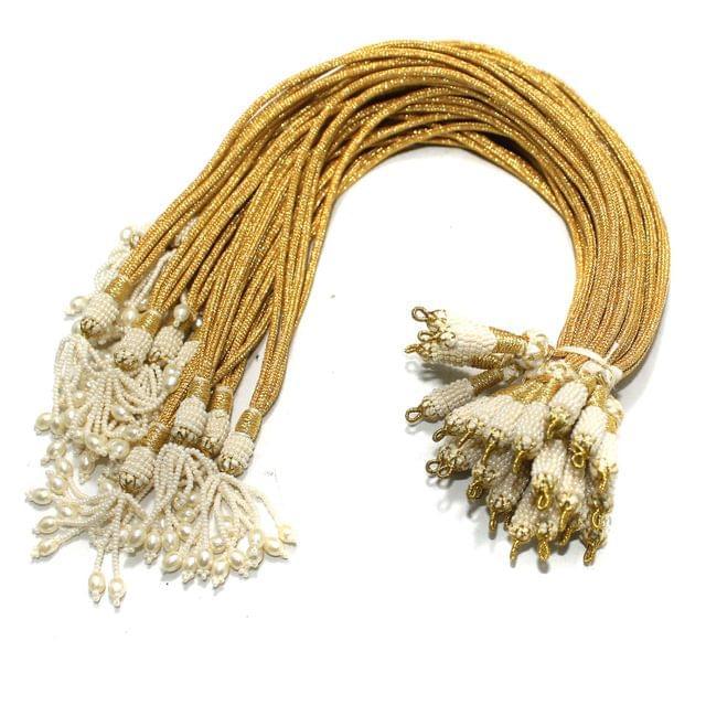 4 Pcs Zari Necklace Backrope Dori white - White / Zari