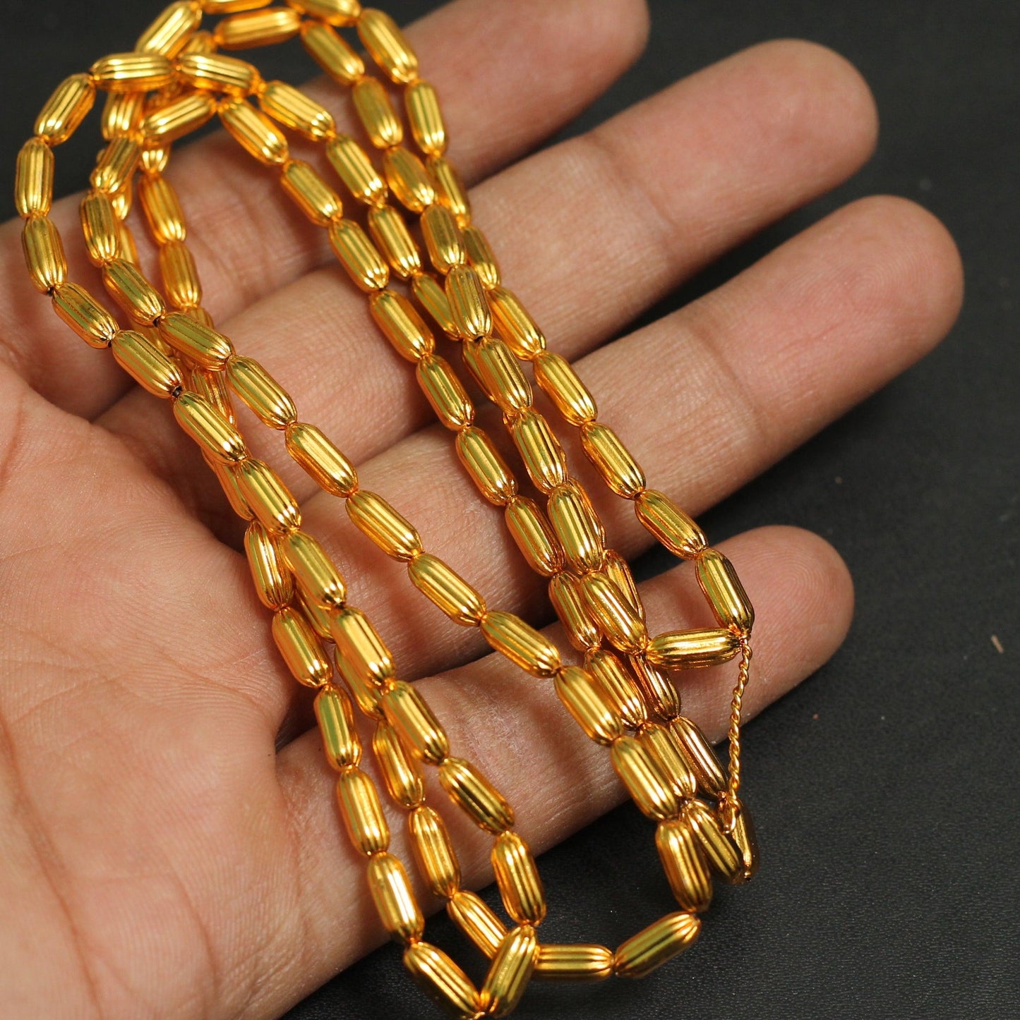 4mm Brass Kharbuja Oval Gold Beads - Golden / 4mm / 1 string