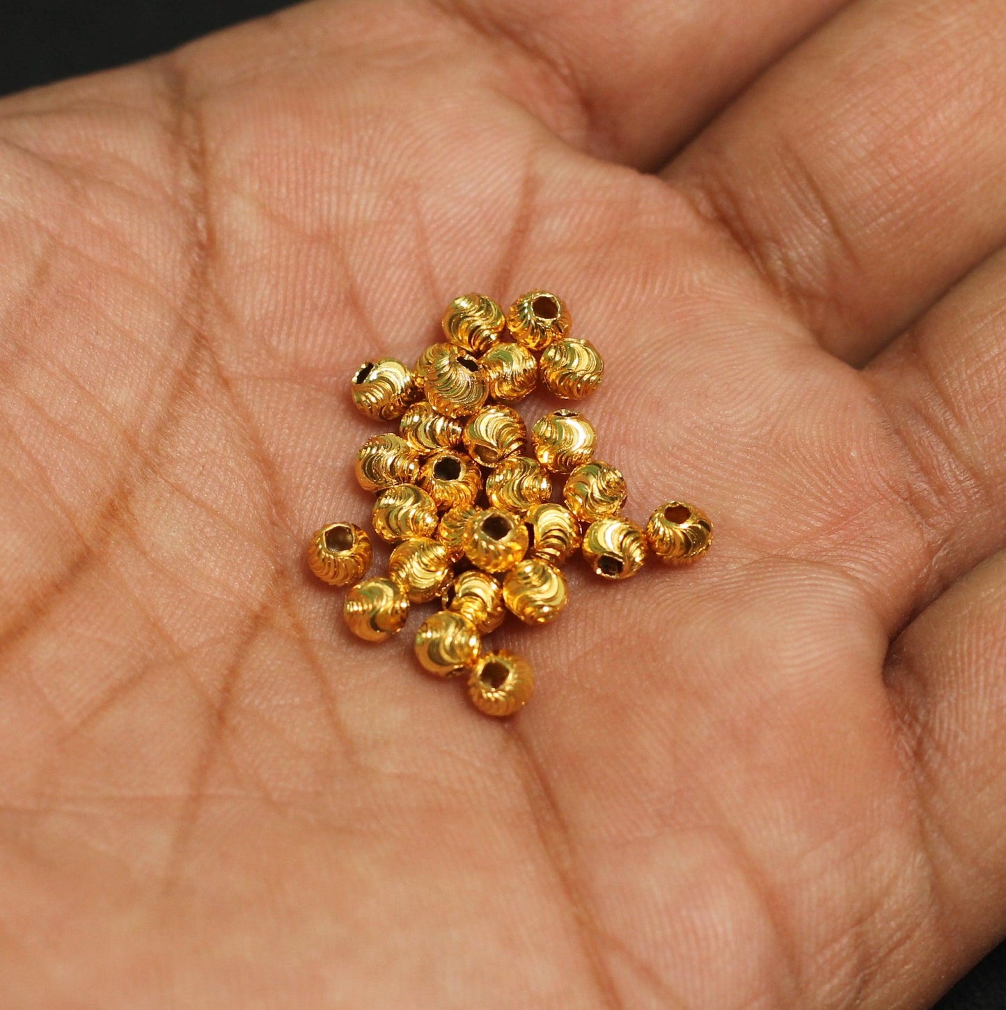 4mm Brass S Cut Gold Beads - Golden / 100 Pcs / 4mm