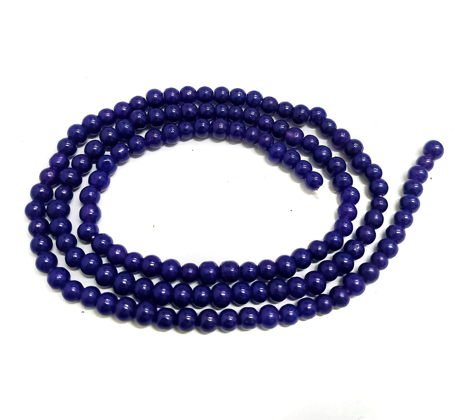 1 String 3mm Jaipuri Beads Dark Blue Round - Blue / Glass / Round