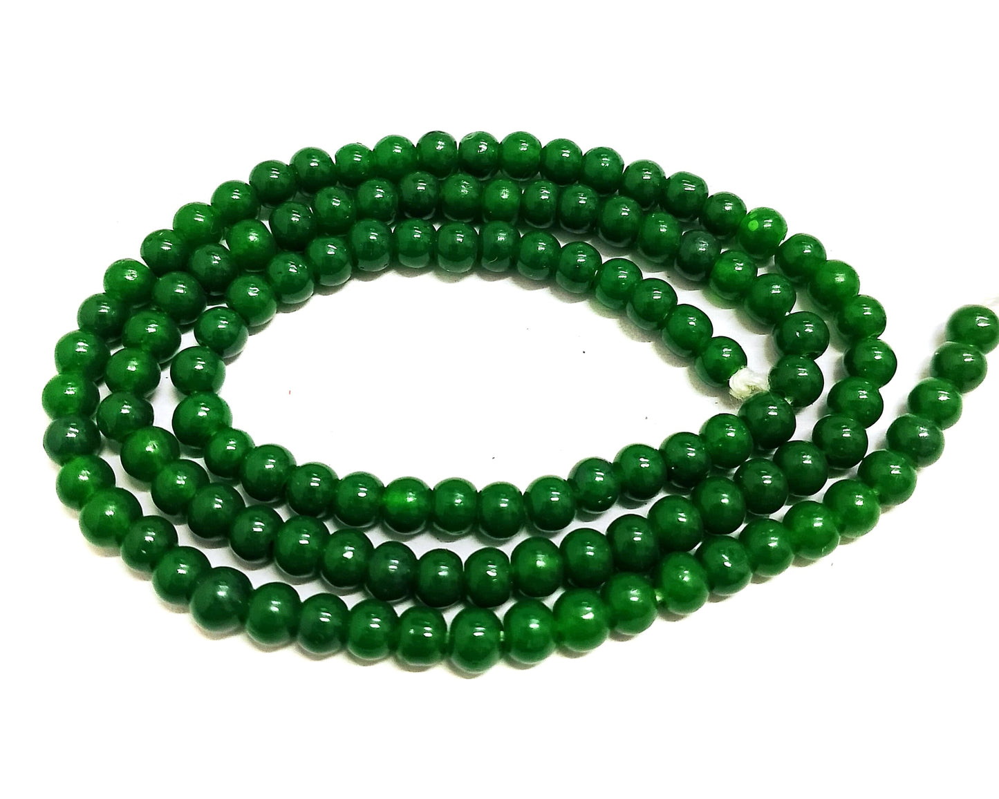 1 String 4mm Jaipuri Beads Round - Green / Glass / Round