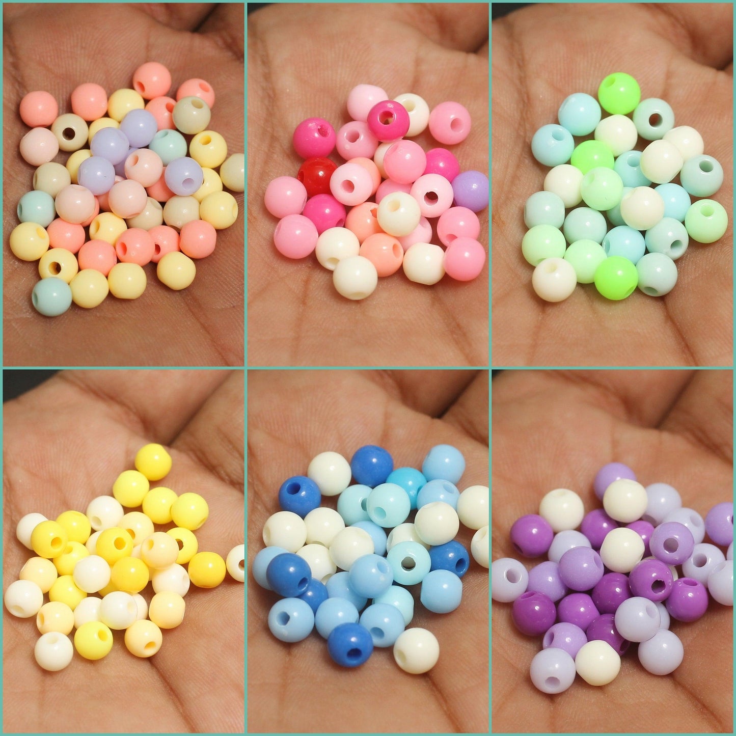 600 Pcs, 6mm Acrylic Round Beads - 6mm / MultiColor / Acrylic