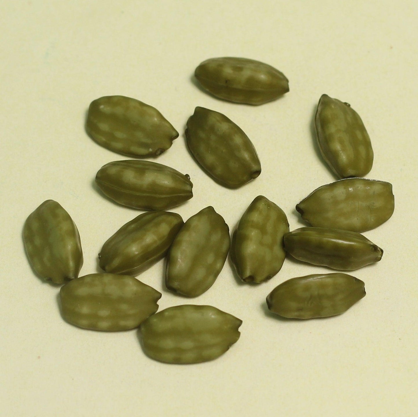18x10mm Acrylic Elaichi Beads Green - 100 gm / Green / Acrylic