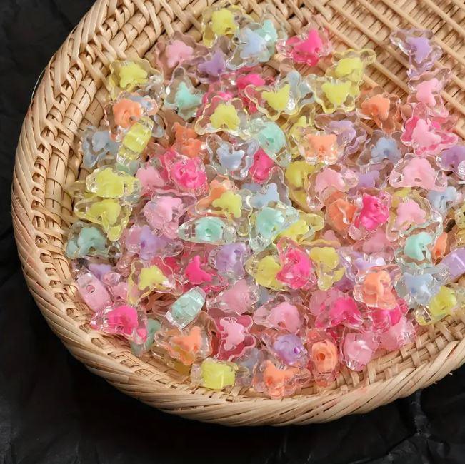 210 Pcs, 15x11mm Transparent Butterfly Acrylic Beads Assorted Color - MultiColor / Acrylic / 100 gm