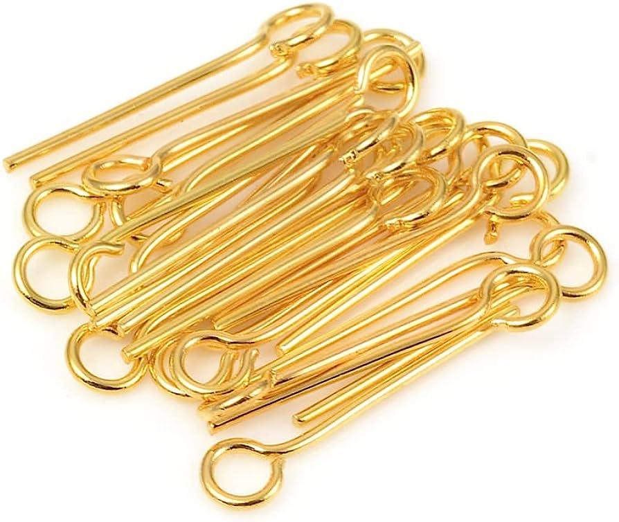 100 Pcs, 15mm Metal Golden Eye Pins Golden - Golden / 15mm / Iron