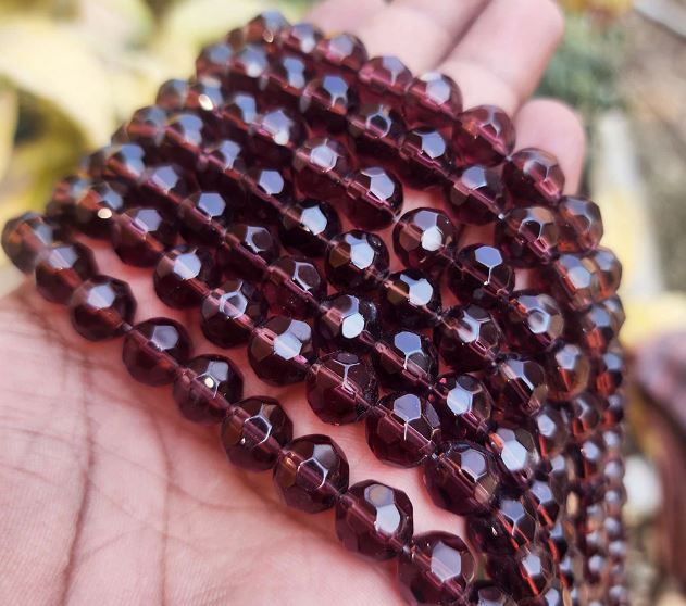 6mm Faceted Crystal Football Beads - Football / Purple / 1 String