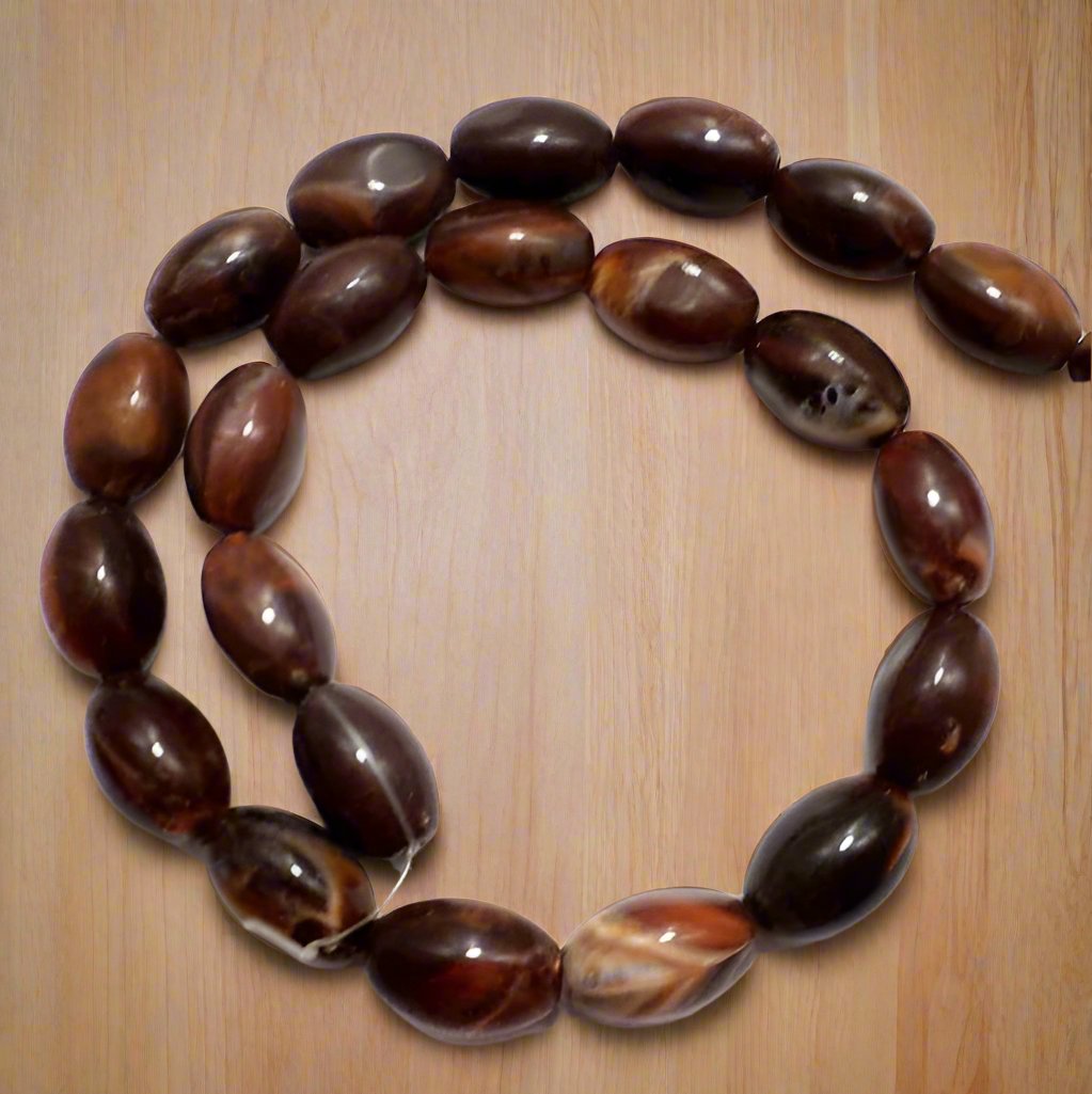 Acrylic Oval Beads Enamel finish 15x10 mm - Brown / Acrylic / Oval