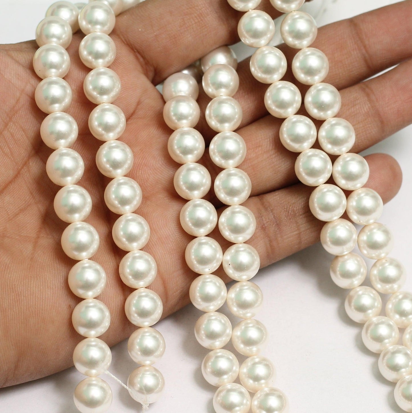 4 Pcs,White Swarovski Pearls Beads - White / 10mm / 4 Pcs