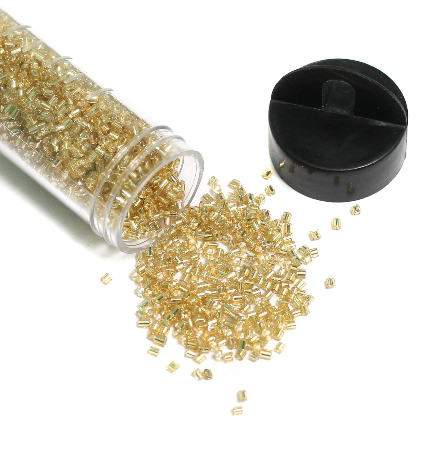 2800+, 13/0 Golden 2 Cut Silver Line Glass Seed Beads - Golden / Glass / 2 Cut