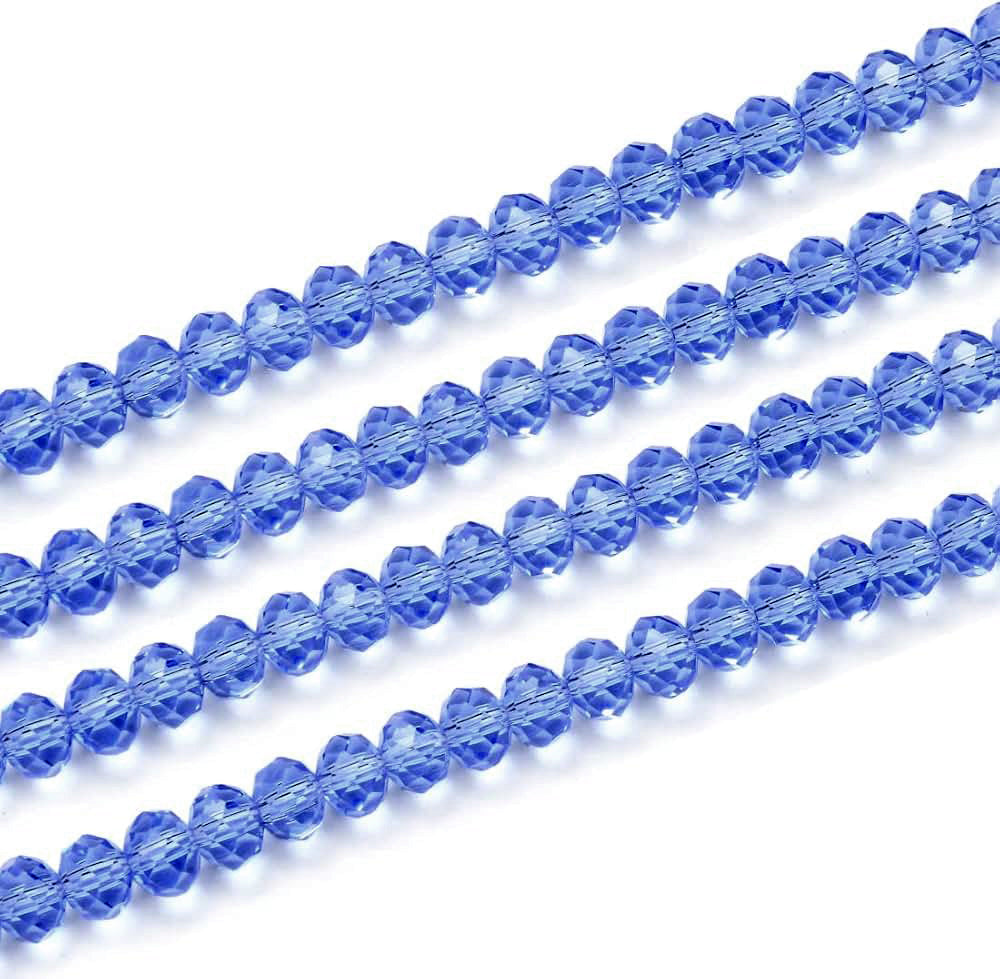 2mm Faceted Crystal Rondelle Beads - Rondelle / Sky Blue / 1 String
