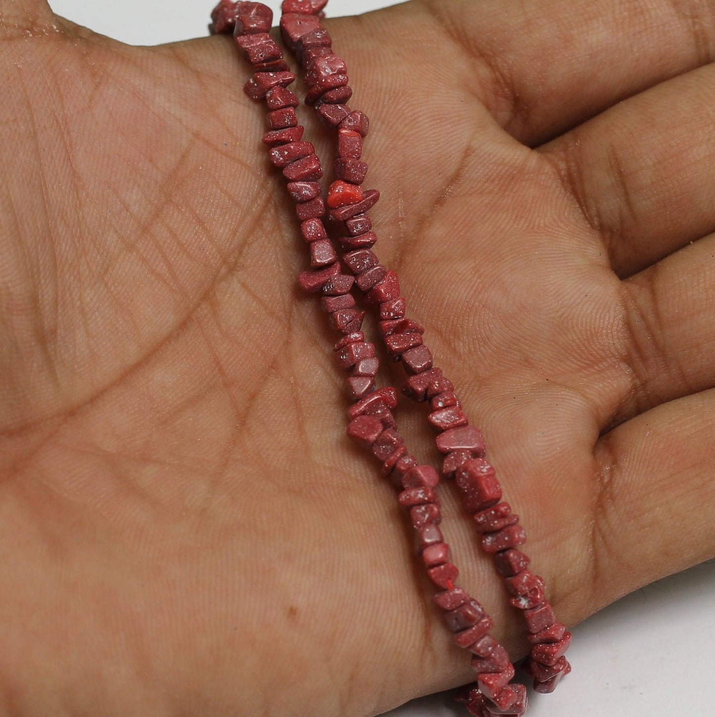 Assorted Stone Uncut Beads - Maroon / Stone / 2 String