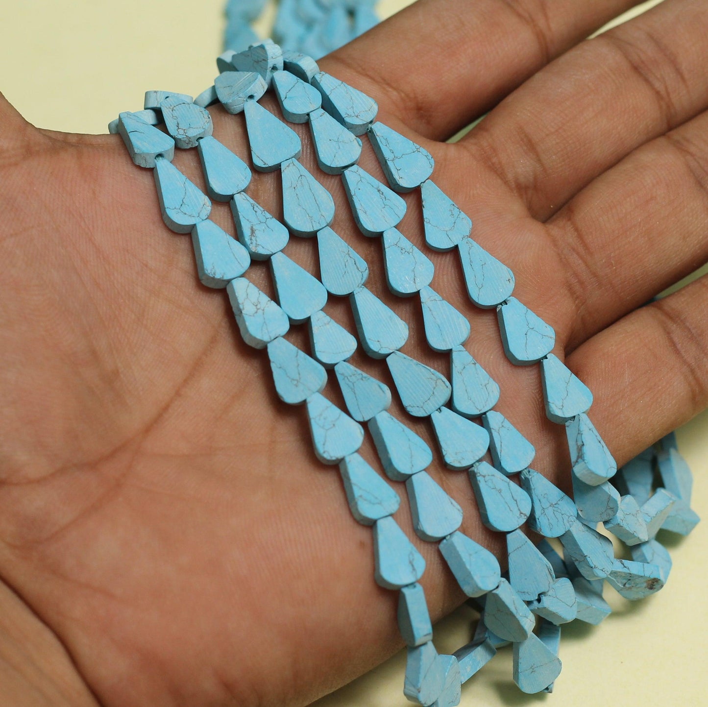 5 Strings, 11x7mm Semiprecious Howlite Drop Beads - Turquoise / Stone