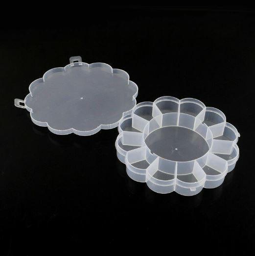 Flower Shape Acrylic Beads Storage Box 6x1 Inch - White / Acrylic / 5 Pcs