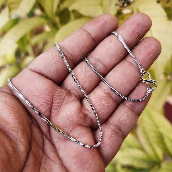 22 Inch, 12 Pcs, Chrome Plated Brass Silver Chain - Brass / 12 Pcs