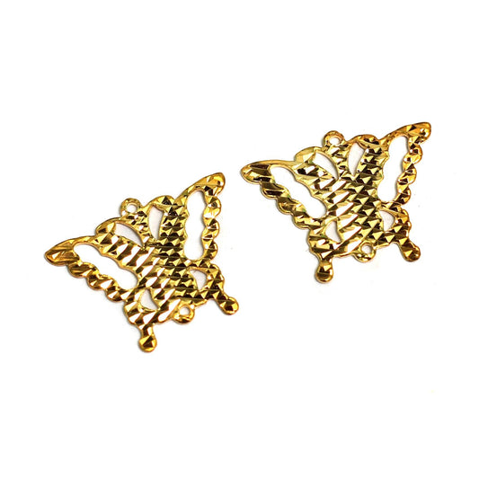 17x13mm Brass Butterfly Charms - Golden / Brass / 4 Pcs [ Rs 18.75 / Piece ]
