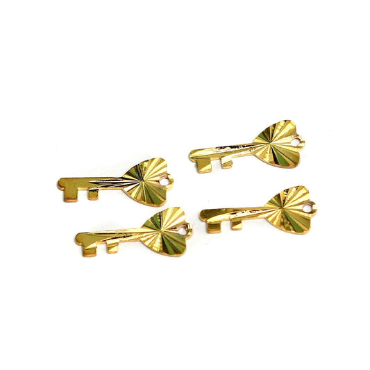 12x6mm Brass Key Charms - Golden / 10 Pcs [ Rs 7.5 / Piece ] / Brass