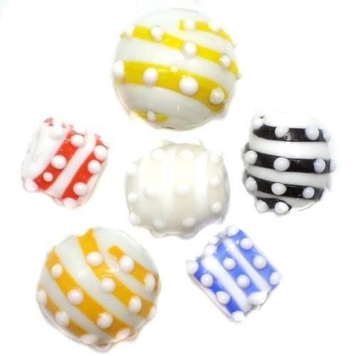 2 Striped Beads Assorted 14-17mm - MultiColor / Glass / Assorted