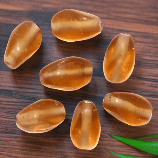 150+ Peach Tumble Drop Beads Brown 10x8mm - Brown / Glass / Tumble