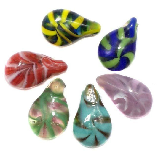 5TwisterDropPendantsAssorted20x12mm-MultiColor/Glass