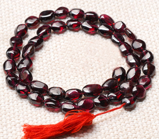 1 String, 8x5mm Oval Garnet Stone Beads Maroon - Maroon / Stone / 1 String