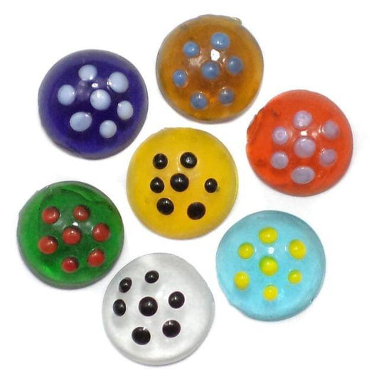 60 Bump Dotted Cabochon Beads Assorted 15mm - MultiColor / Glass / Assorted