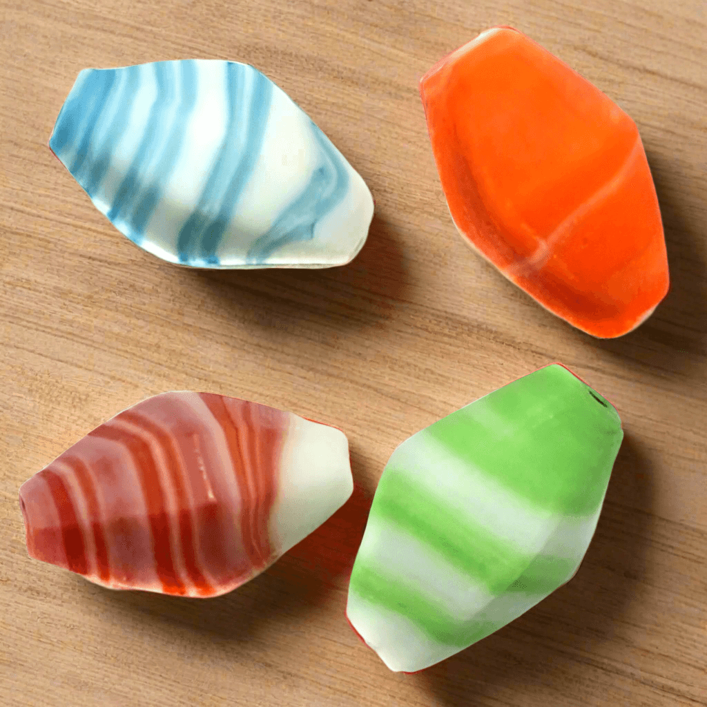 20 Swirl Lozenge Beads Matte Assorted 30x16mm - MultiColor / Glass / Assorted
