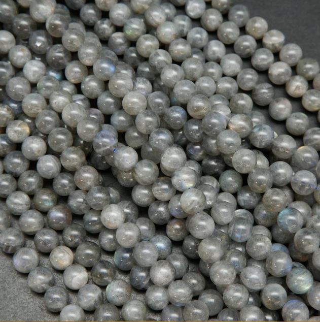 4mm Round Labradorite Stone Beads Grey - Grey / Round / 1 String
