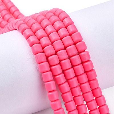 6mm  Polymer Clay Bead 1 String - 6mm / Polymer Clay / Hot Pink